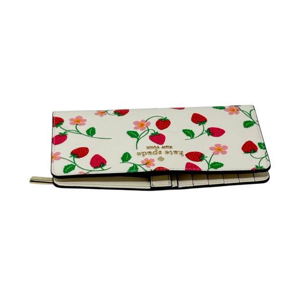 Kate Spade New York Madison Strawberry Vine Large Slim Bifold Wallet - Picture 7 of 9